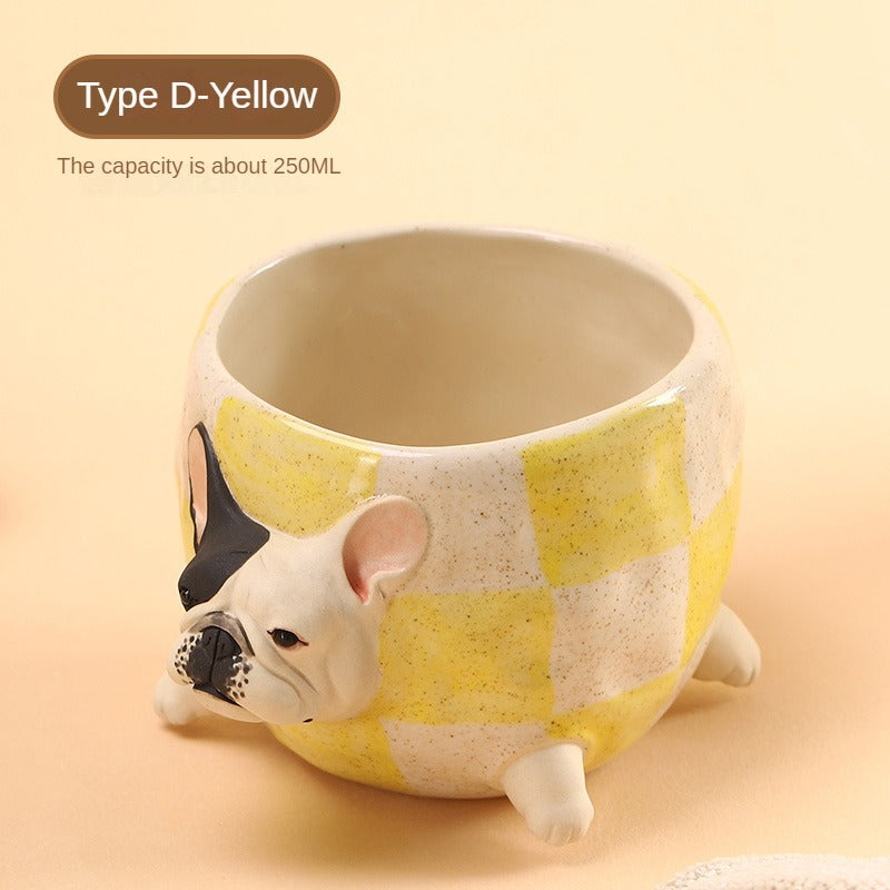 Cute Handmade French Bulldog Ceramic Cup
