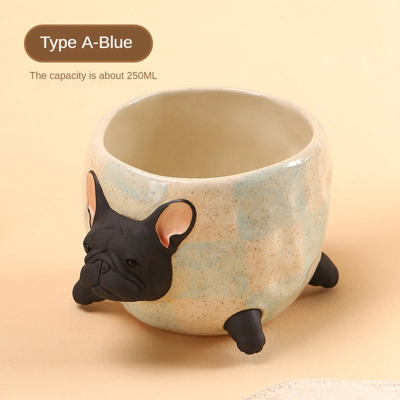 Cute Handmade French Bulldog Ceramic Cup