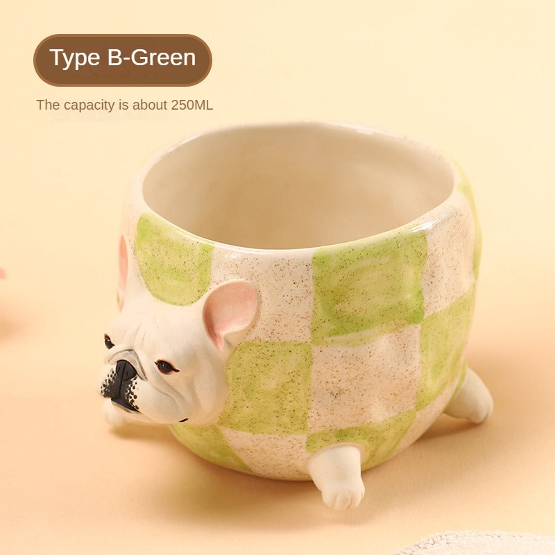 Cute Handmade French Bulldog Ceramic Cup