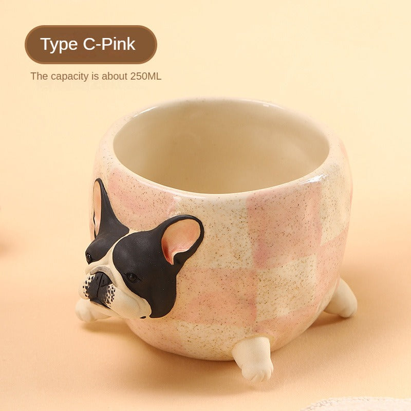 Cute Handmade French Bulldog Ceramic Cup
